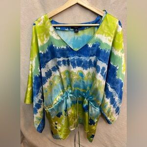 Chaps Blue and Green Tie-Dye Tunic